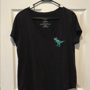 Torrid Black T-Shirt with Green Dinosaur